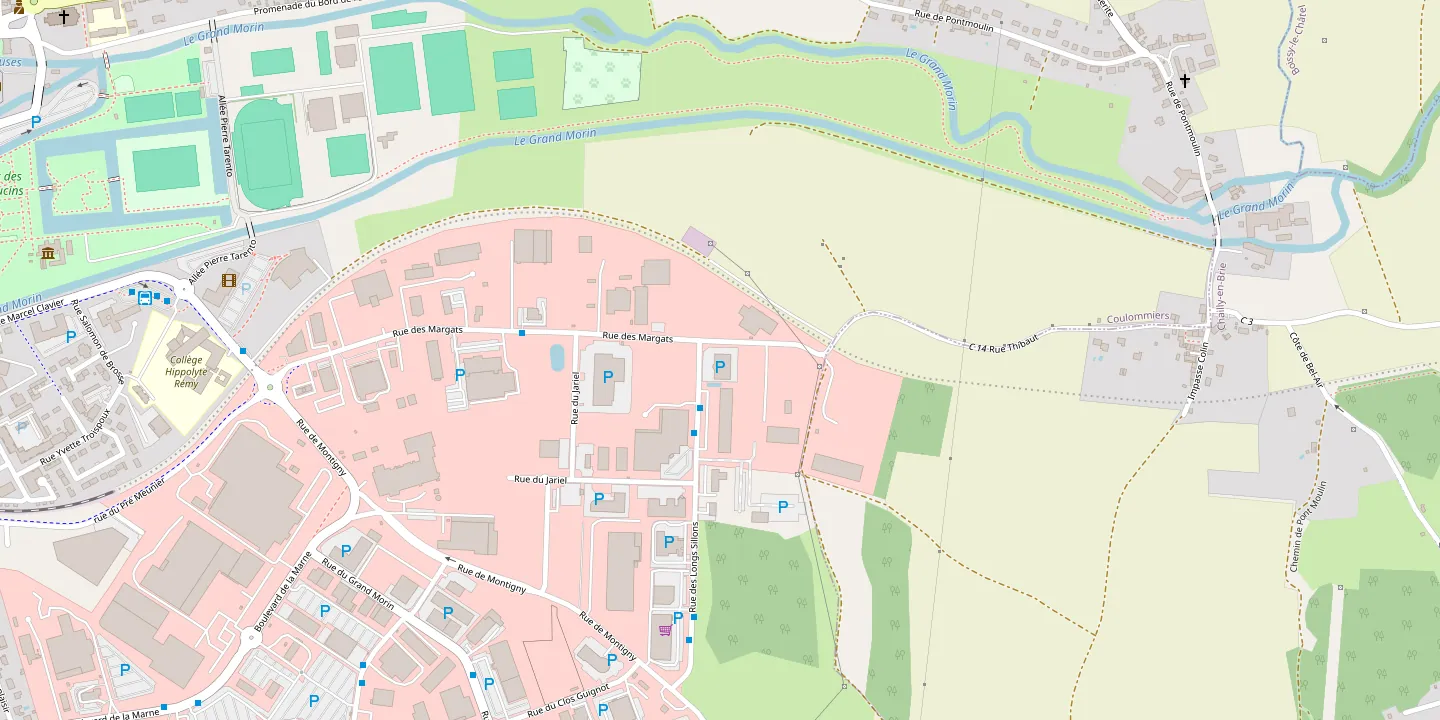 Plan du quartier des Longs Sillons, à Coulommiers, avec la ressourcerie au centre
