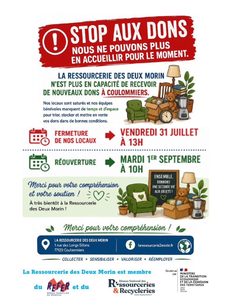 La ressourcerie des deux Morin n'est plus en capacité de recevoir des dons